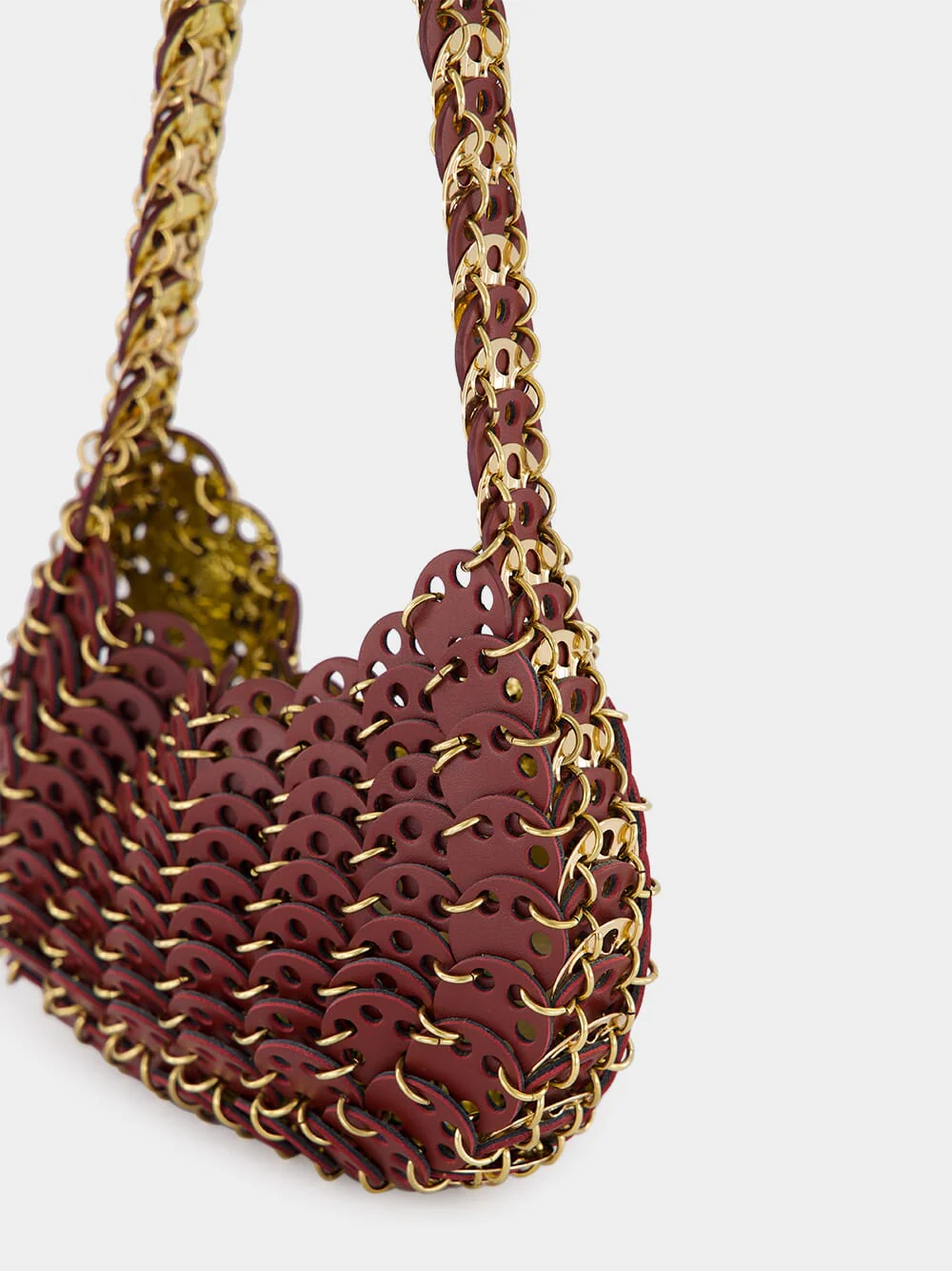 Burgundy and Gold Moon Flip Reversible Leather Bag - Image 8