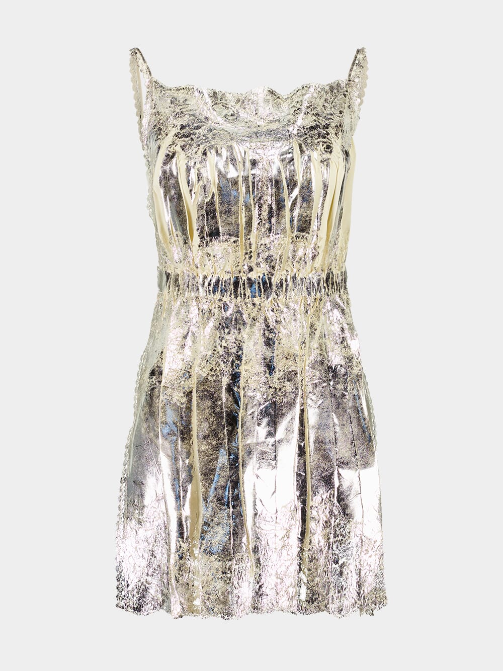 Champagne Gold Metallic Mini Dress with Straps