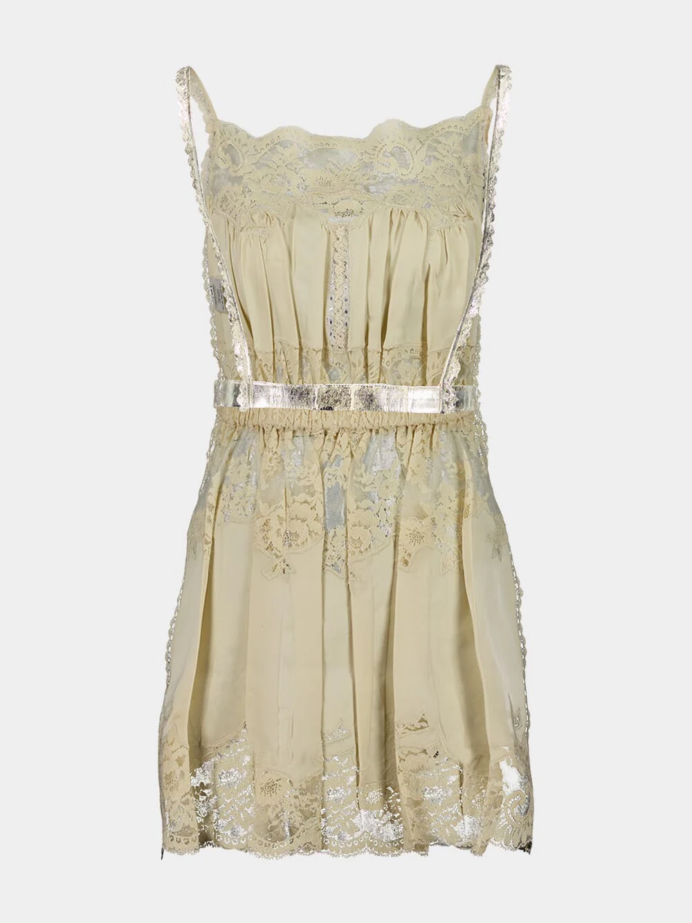 Champagne Gold Metallic Mini Dress with Straps - Image 2