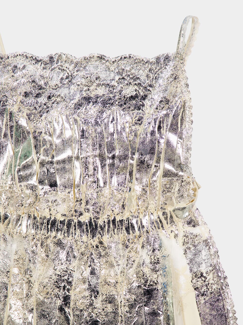 Champagne Gold Metallic Mini Dress with Straps - Image 3
