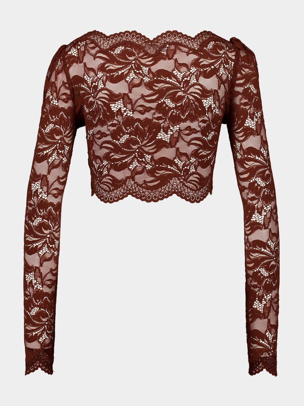 Cinnamon Brown Lace Crop Top - Image 4
