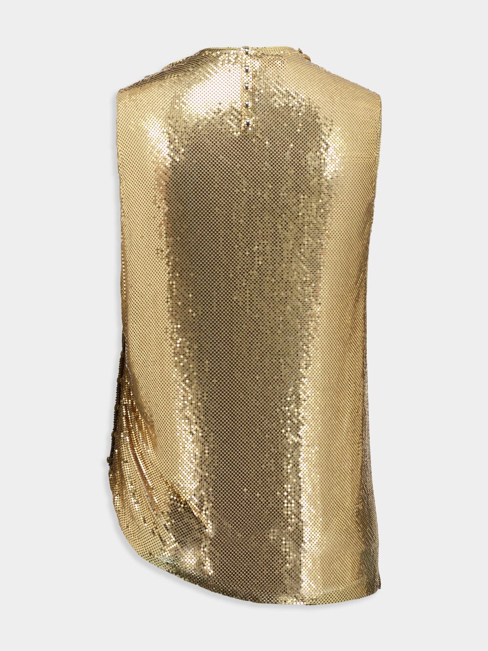 Asymmetrical Draped Gold Mesh Top - Image 3
