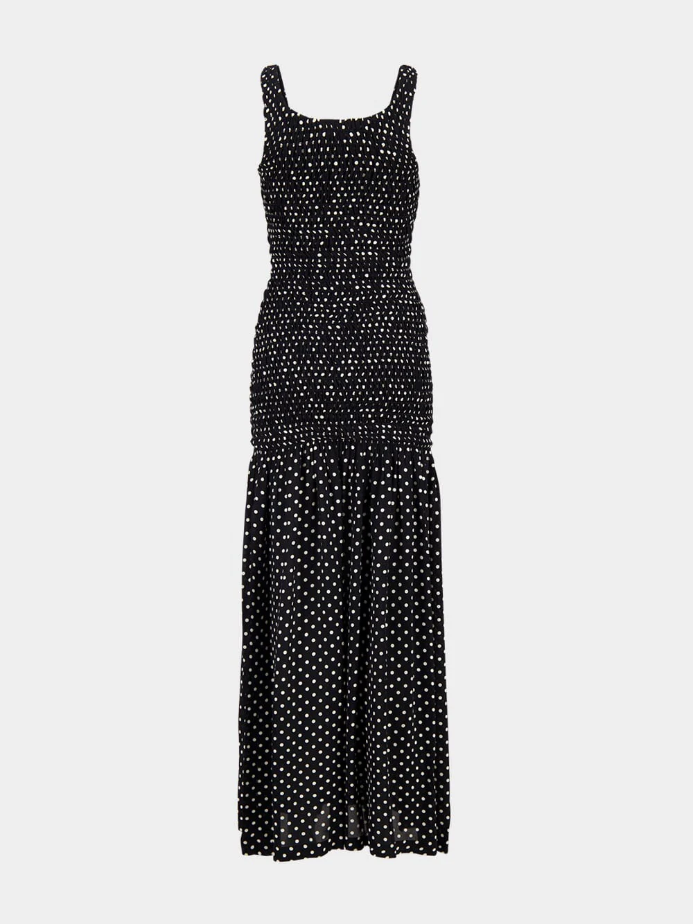 Black Long Polka Dot Crepe Dress - Image 4