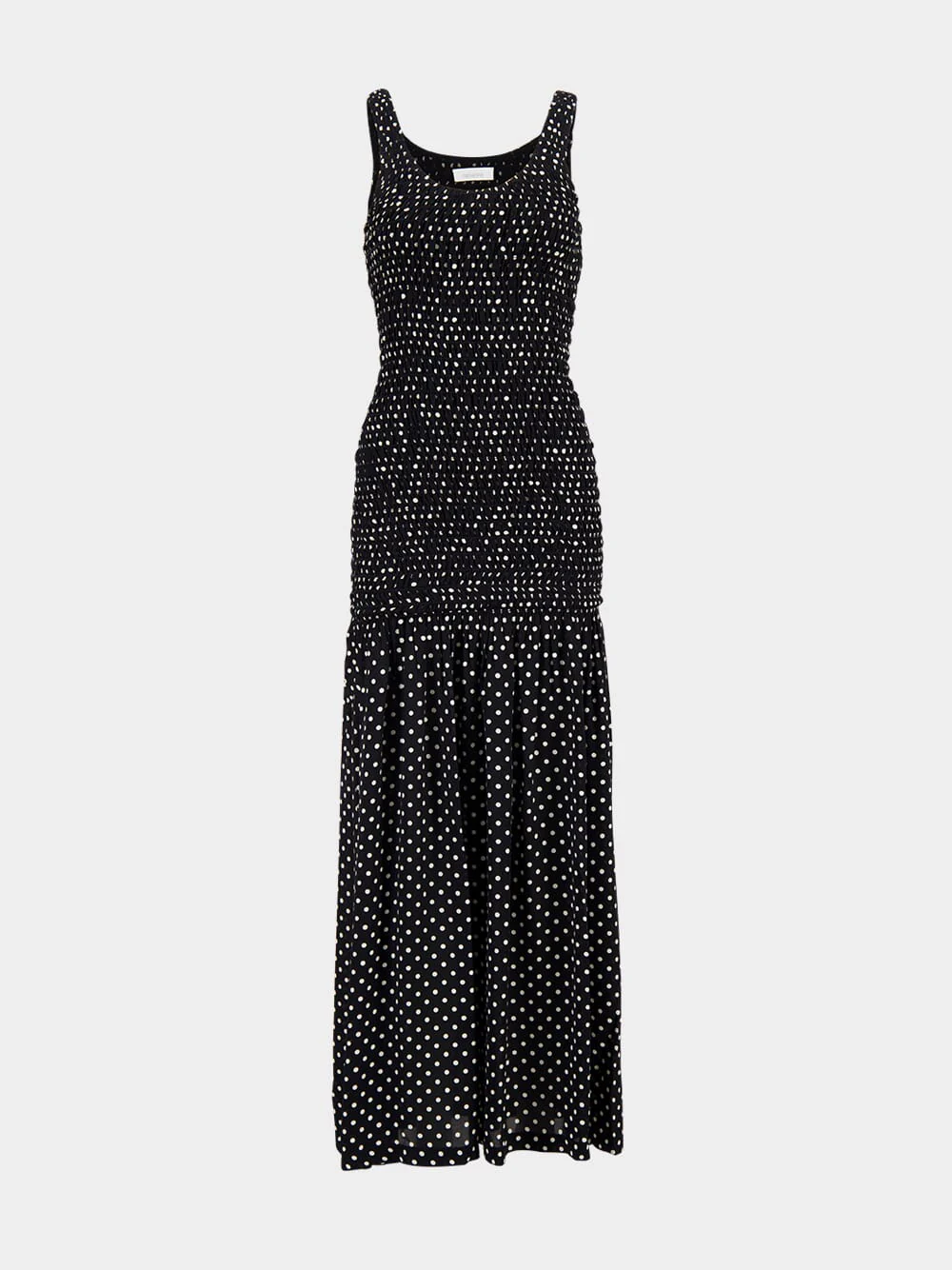 Black Long Polka Dot Crepe Dress - Image 8