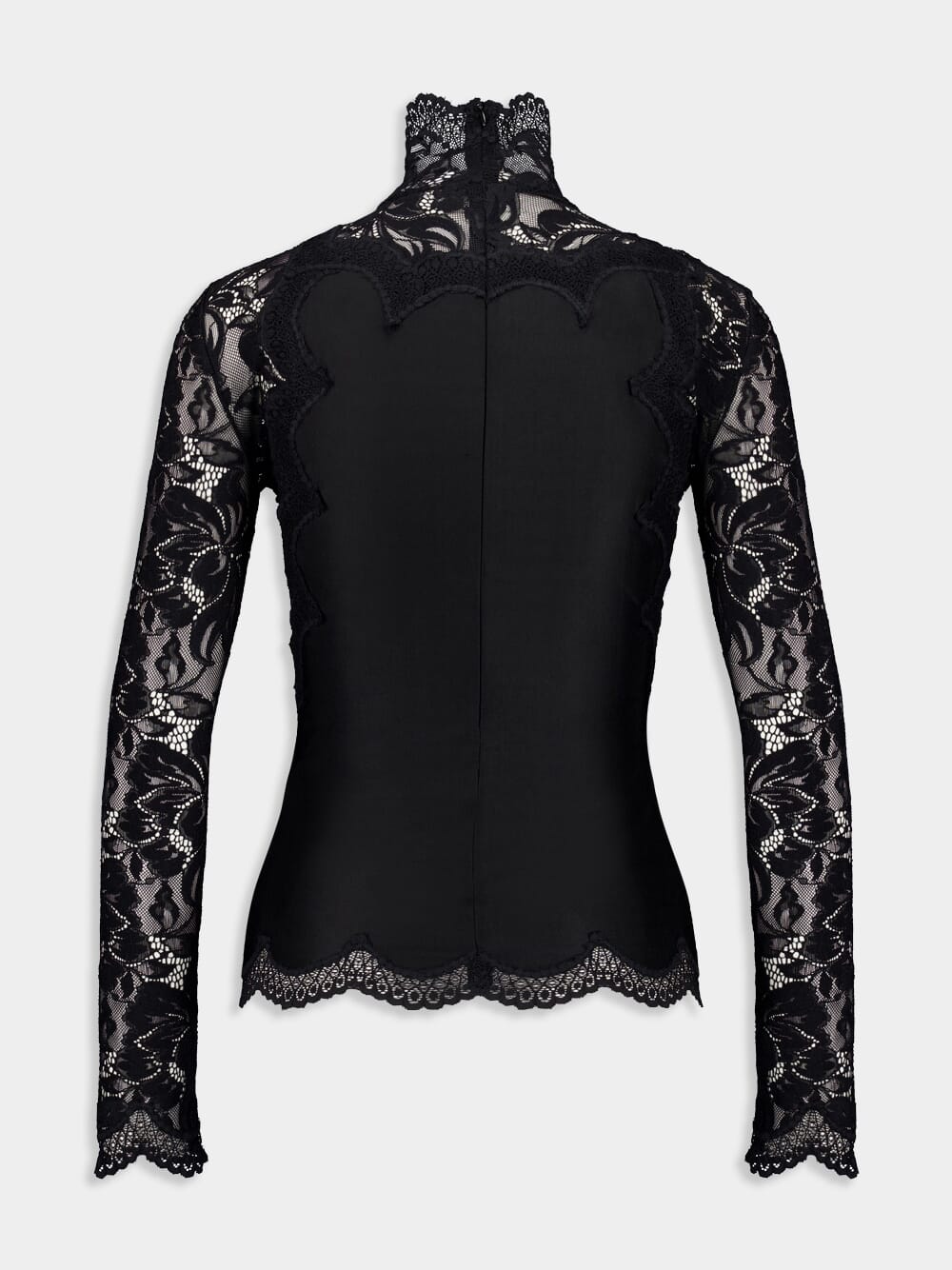 Black Long-Sleeve Lace and Jersey Top - Image 3