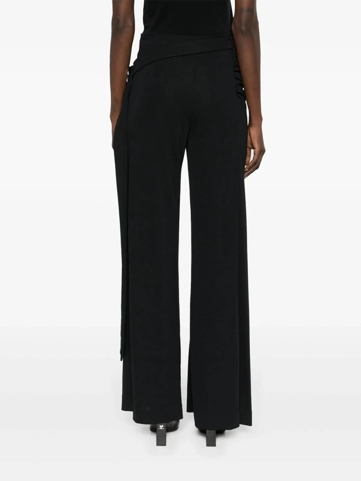 Black Wraparound Palazzo Pants - Image 4