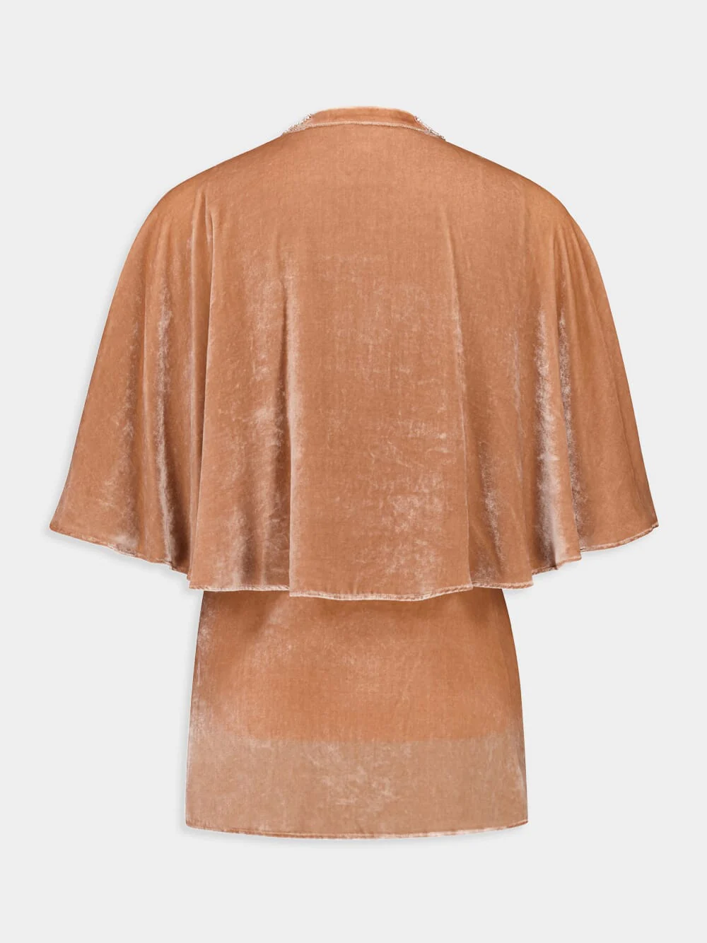 Camel Velvet Top with Crystal Buttons and Floral Embroidery - Image 2