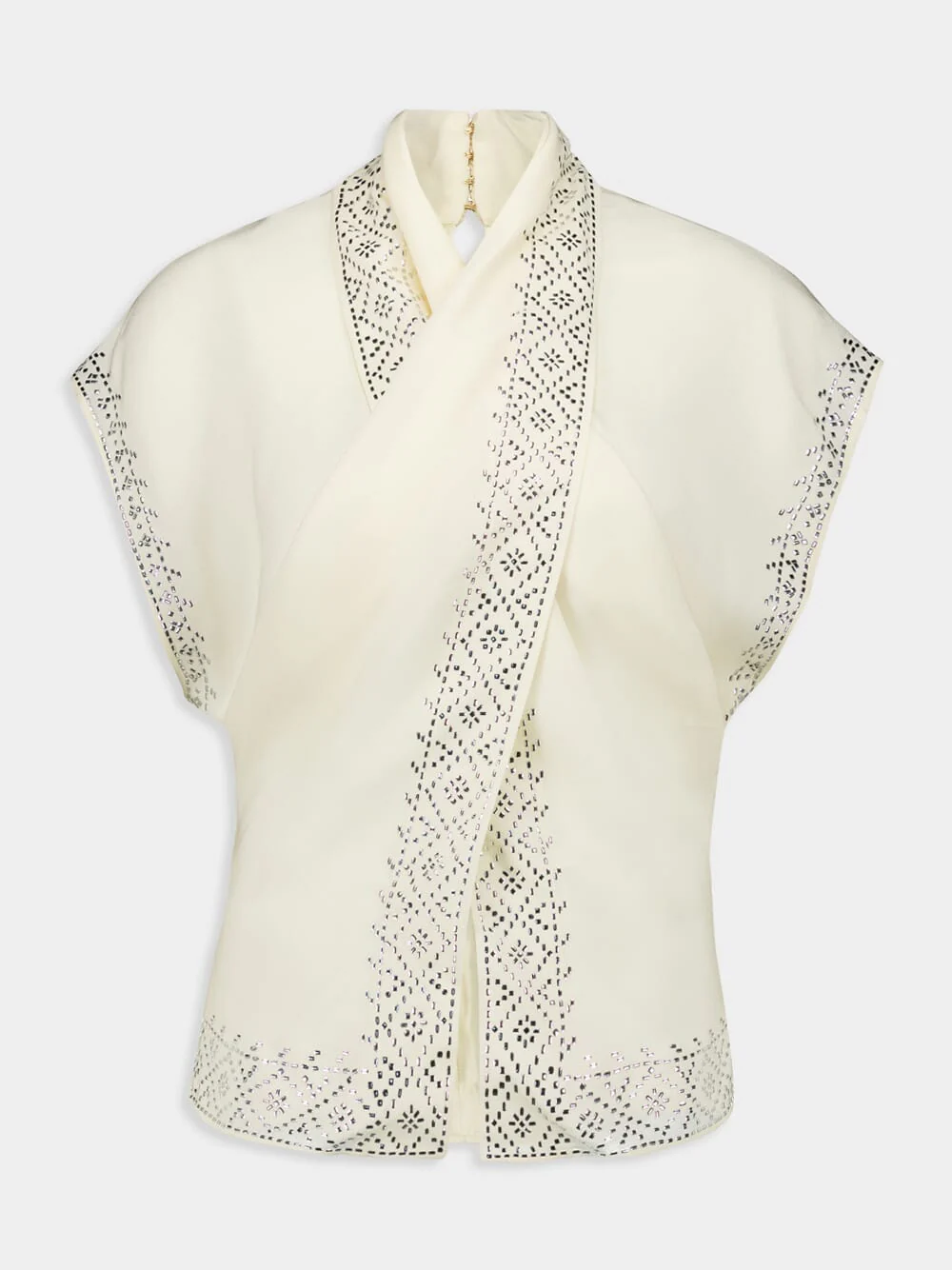 Cream Crossed Neck Top