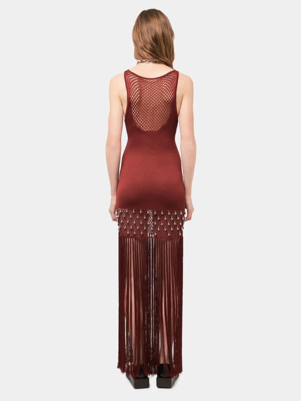 Crochet Dress with Fringes and Pearls - Image 4