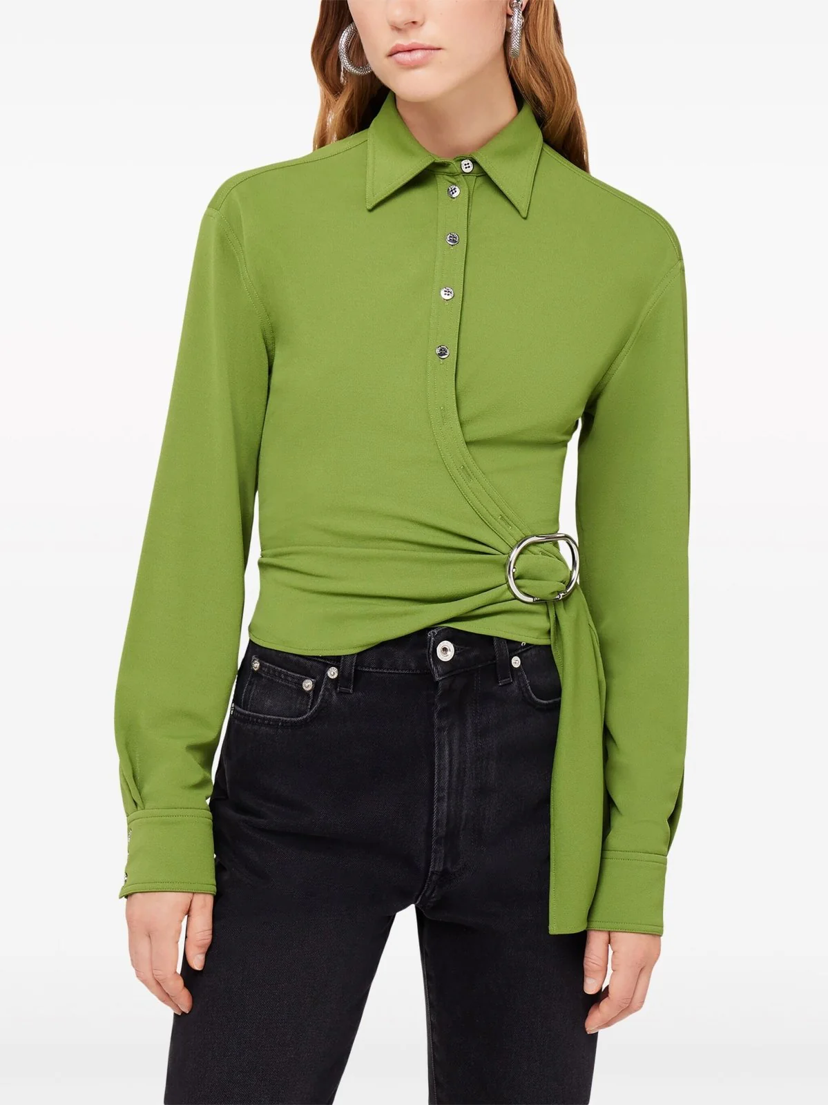Draped Crepe Wrap Shirt