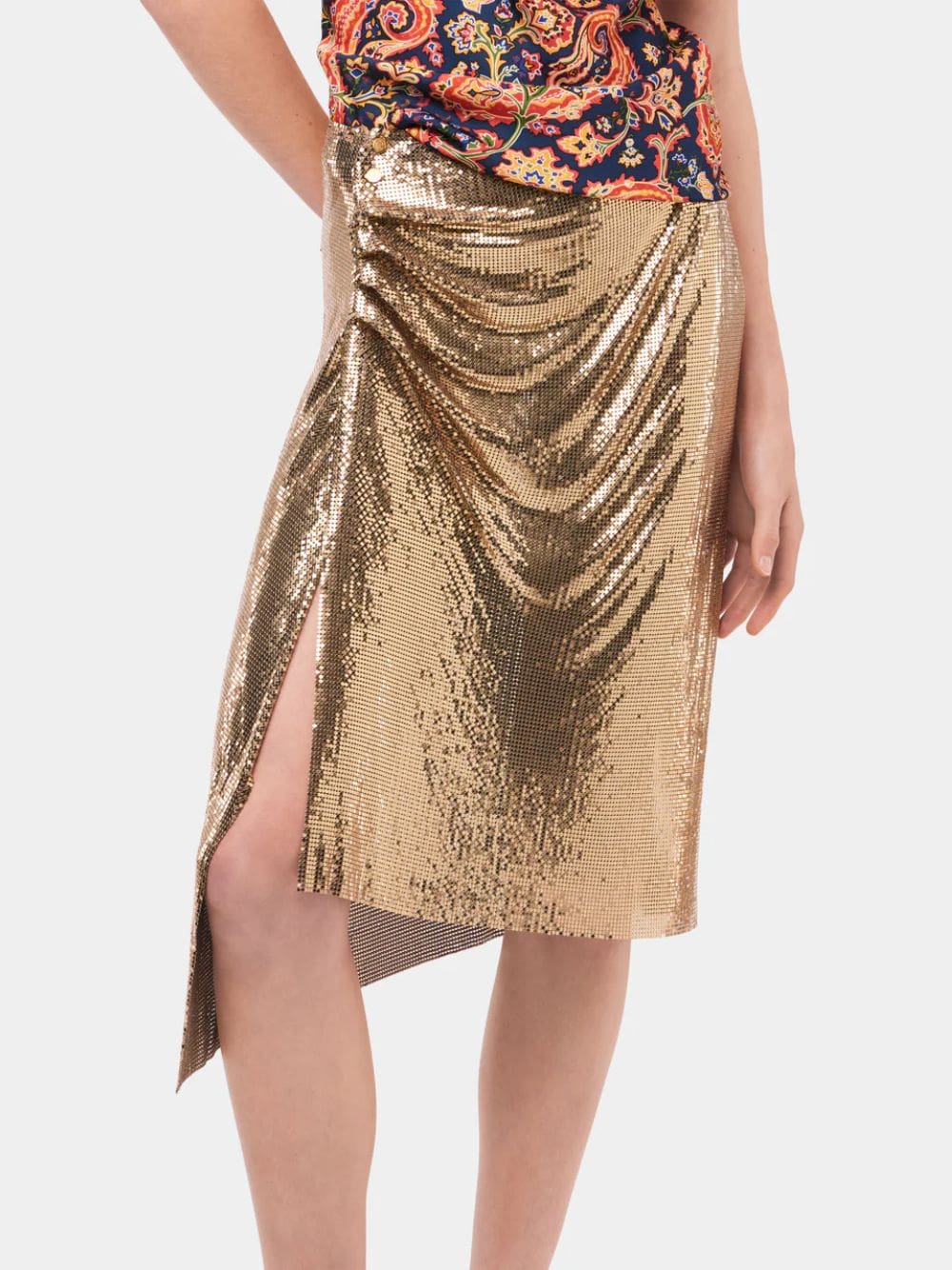 Gold Drapé Pression Chainmail Skirt - Image 2