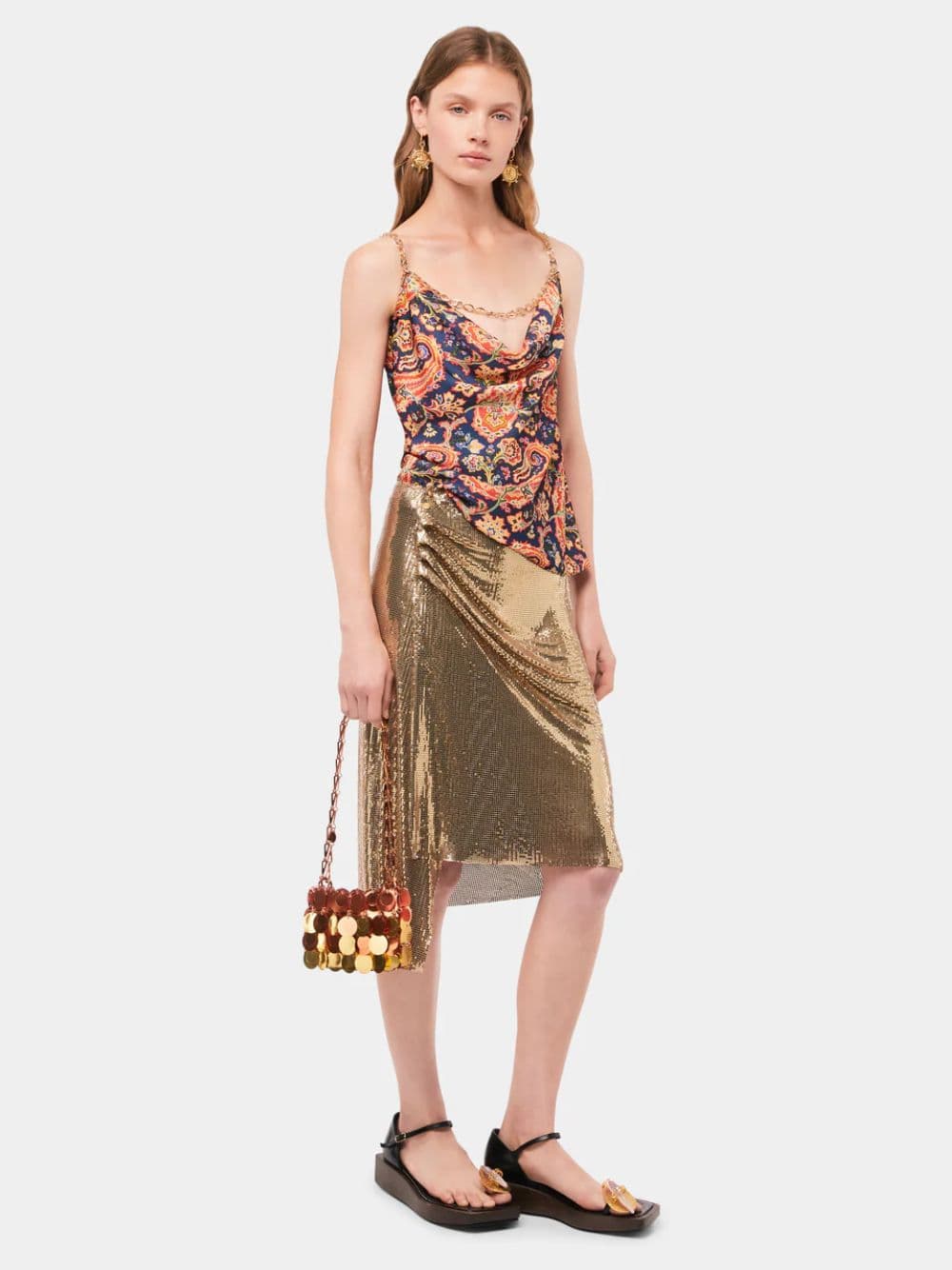 Gold Drapé Pression Chainmail Skirt - Image 4