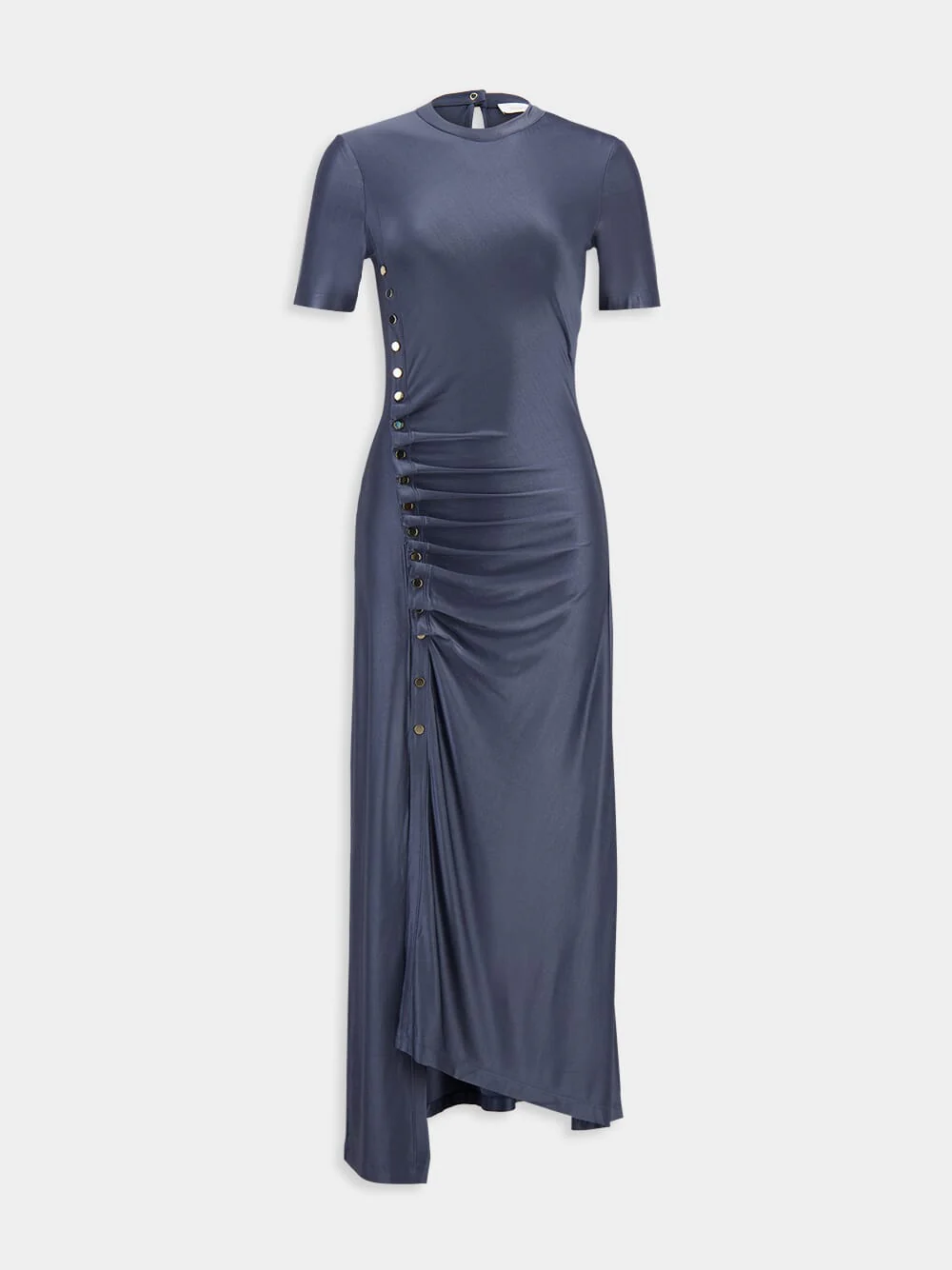 Grey Long Gathered Jersey Dress