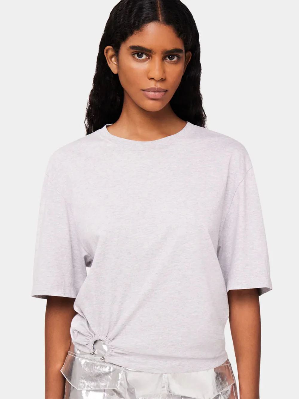 Grey T-Shirt with Side Piercing - Image 2