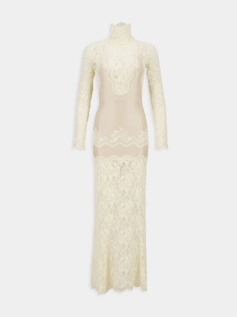 Ivory Lace and Jersey Long Dress - Image 2