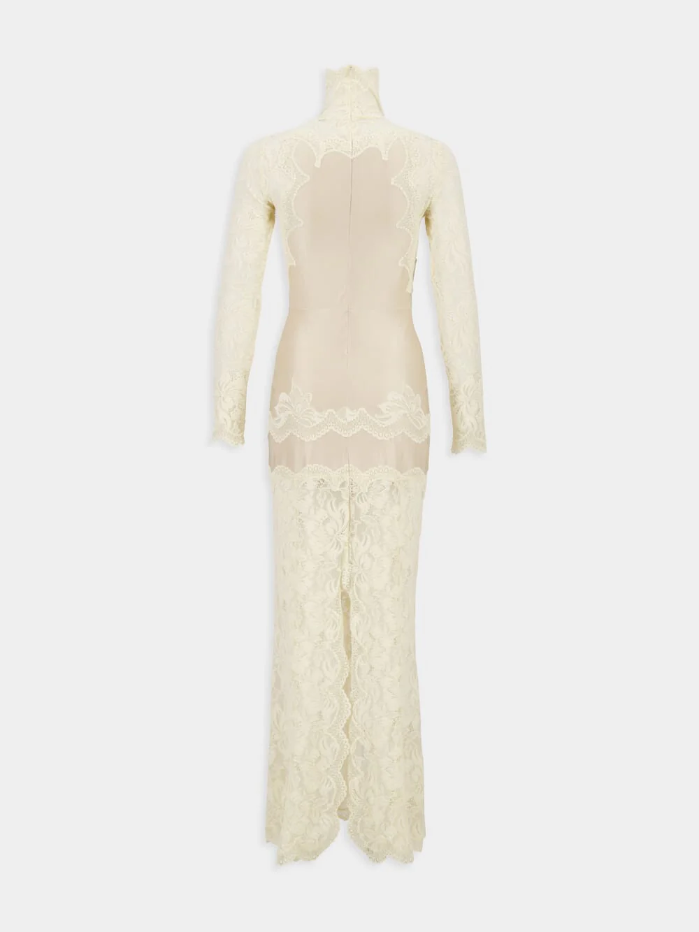 Ivory Lace and Jersey Long Dress - Image 4