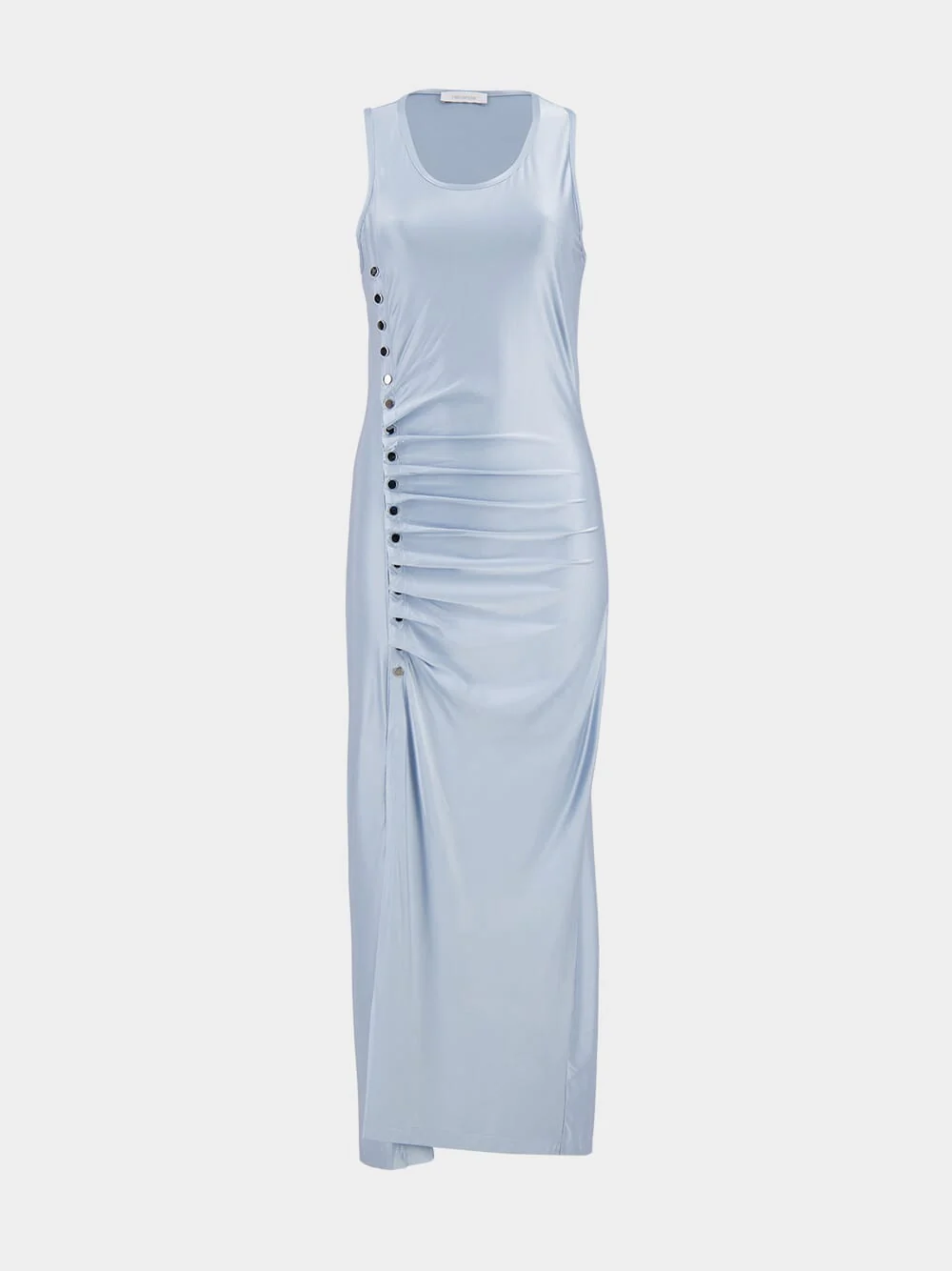 Light Blue Stud-Detail Sleeveless Midi Dress