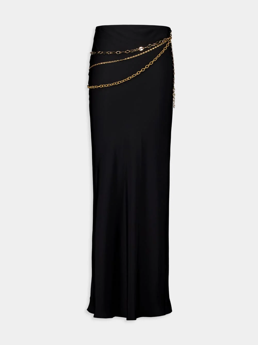 Long Black Skirt with Chain - Image 2