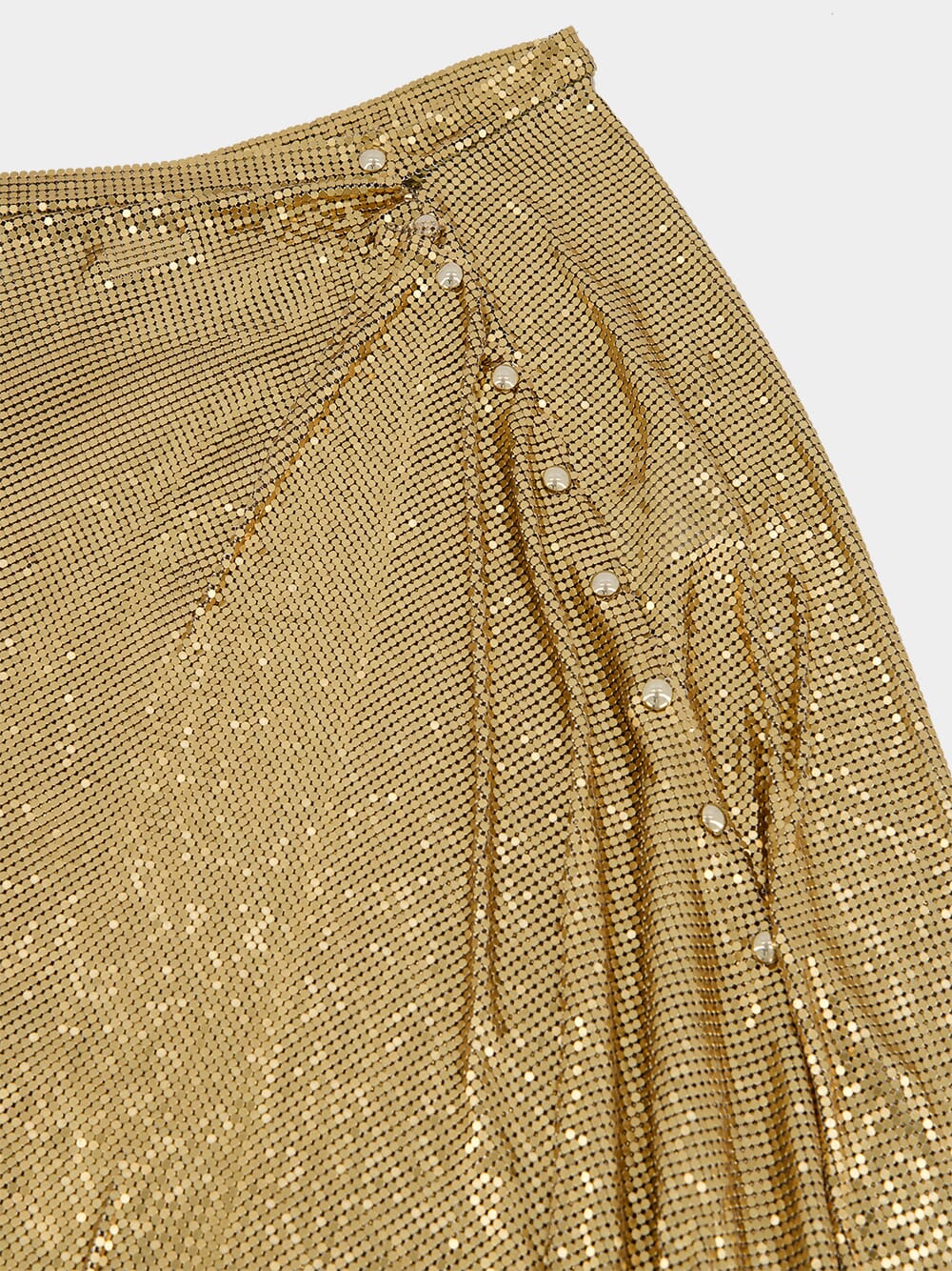 Long Gold Gathered Mesh Skirt - Image 5