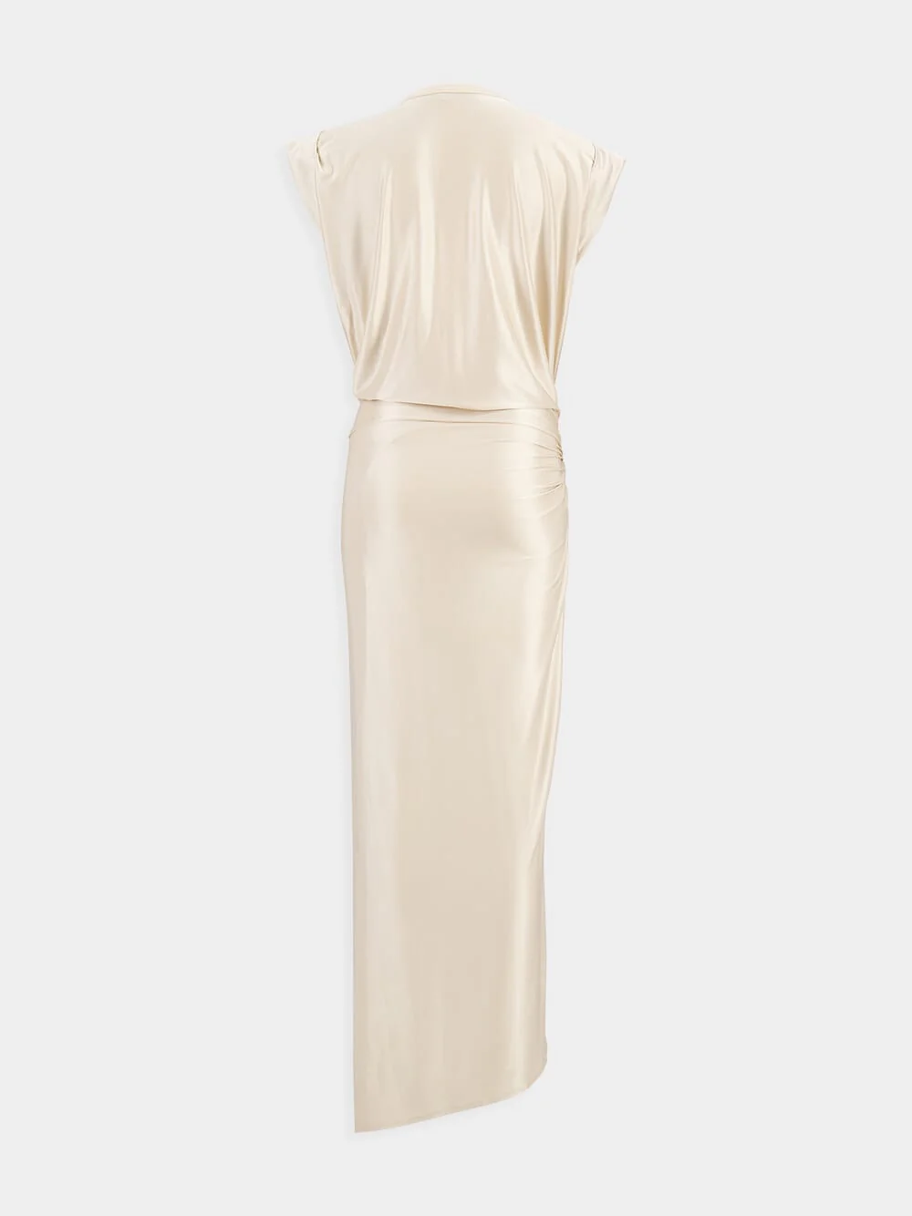 Nude Draped Dress with Piercing Detail - Image 3