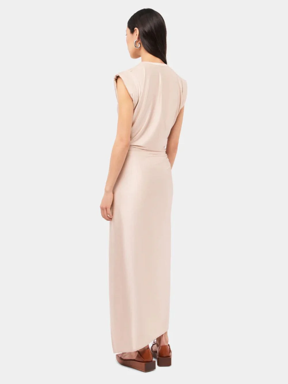 Nude Draped Dress with Piercing Detail - Image 4