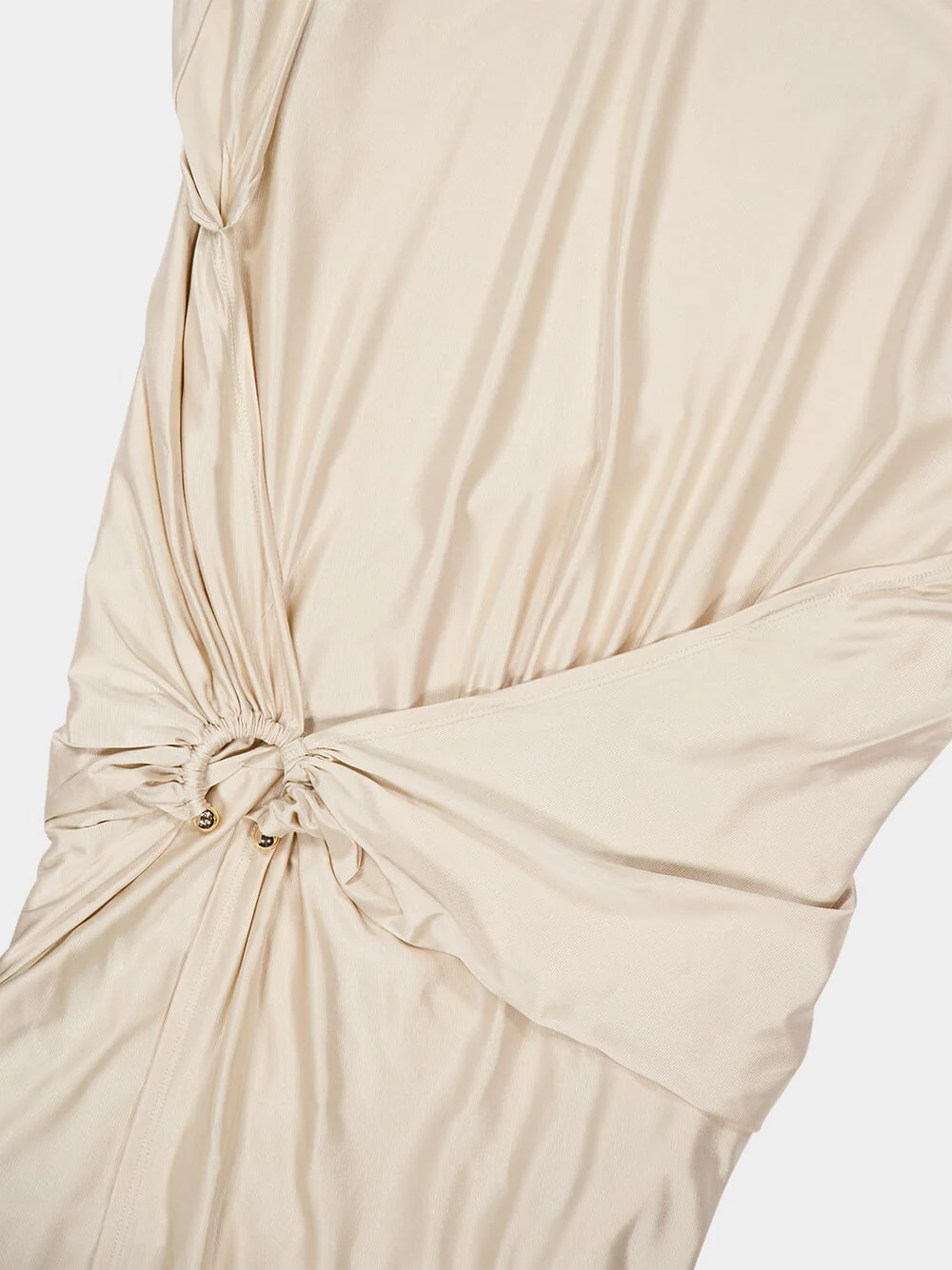 Nude Draped Dress with Piercing Detail - Image 5