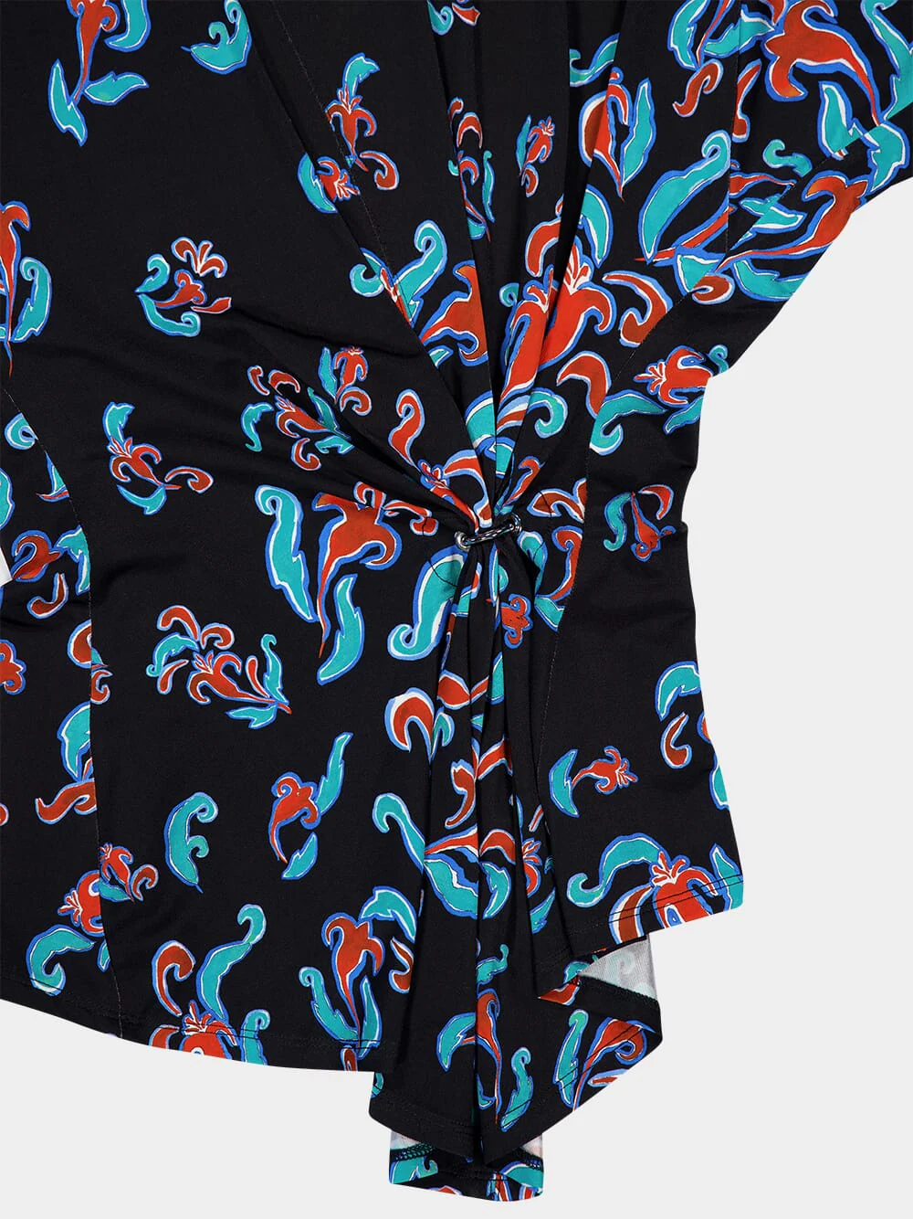 Printed Long-Sleeve Blouse with Knot Detail - Image 3
