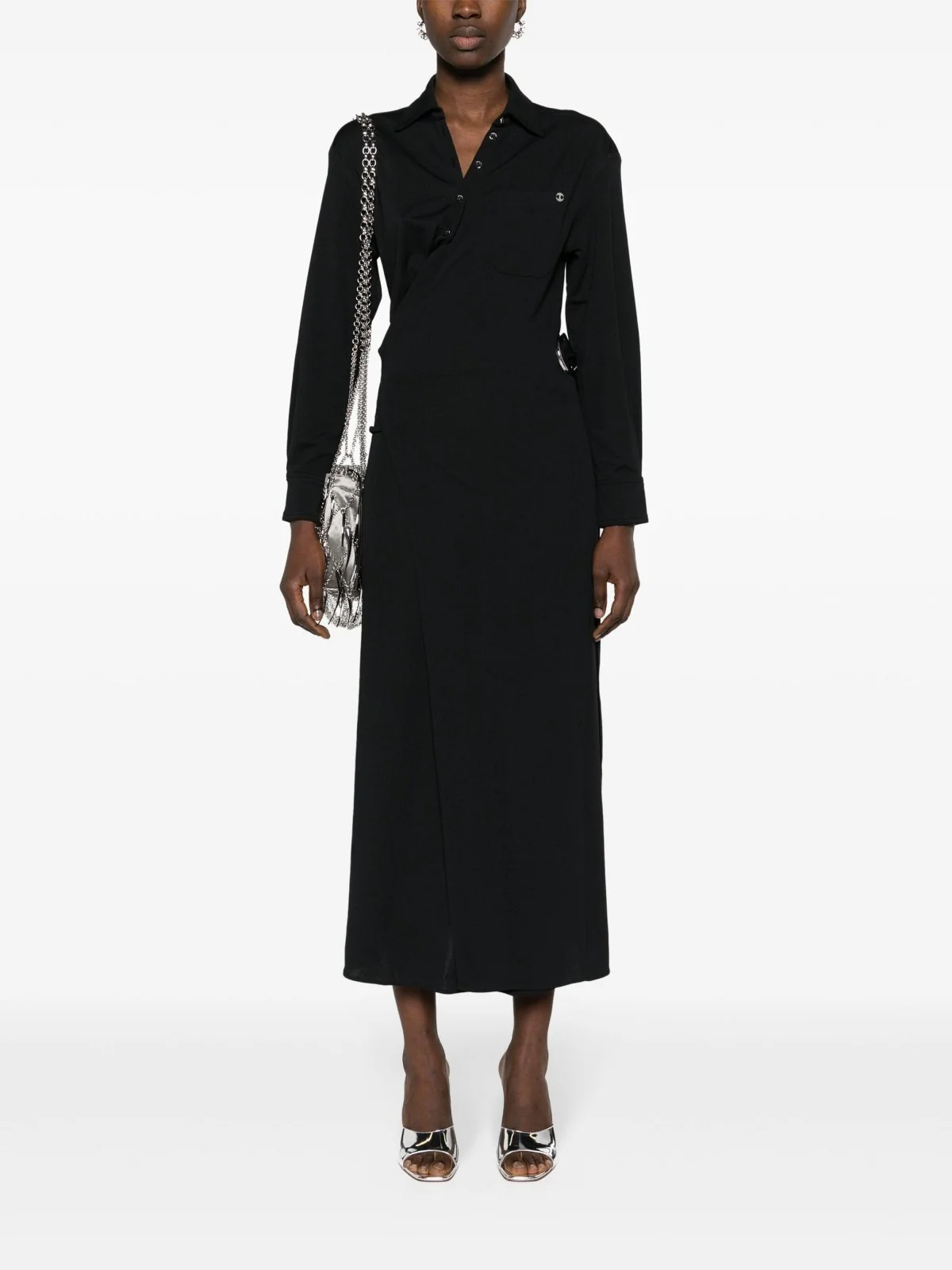 Ruched Midi Wrap Dress