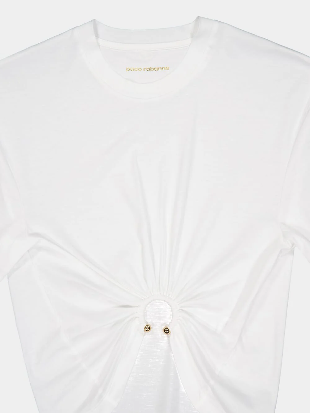 White Jersey Tee with Ring Detail - Image 6