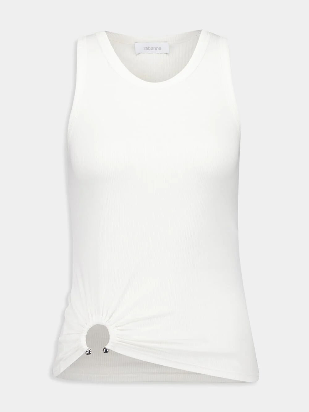 White Tank Top with Waist Piercing Detail - Image 2