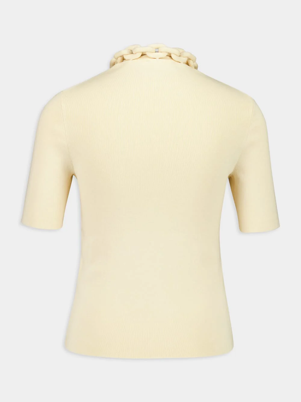 Cream Short-Sleeved Top with Chain Detail - Image 2