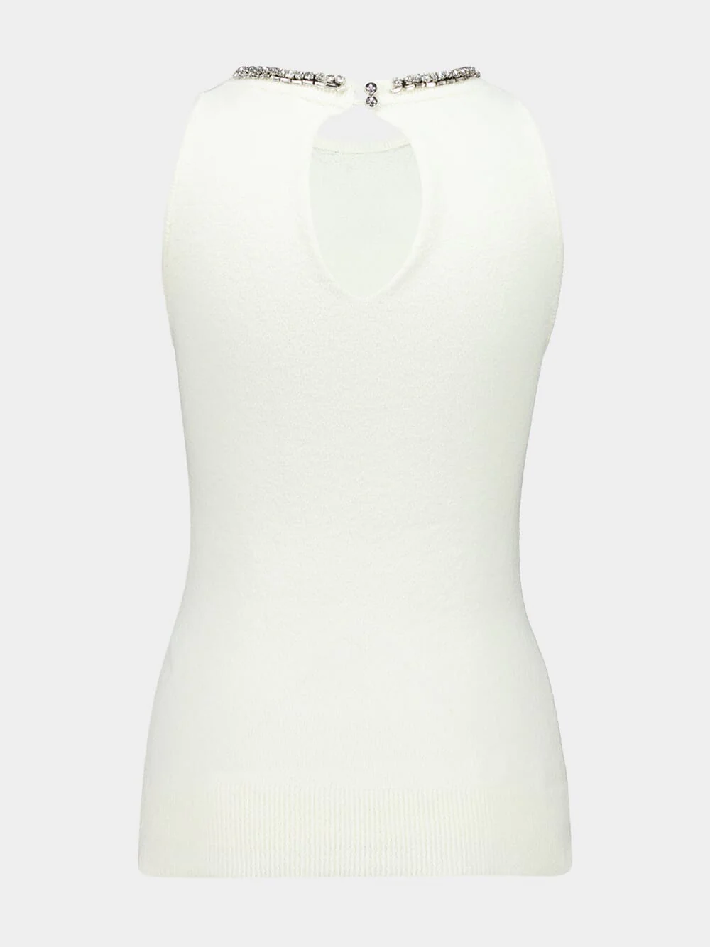 Cream Sleeveless Jeweled Knit Top - Image 2