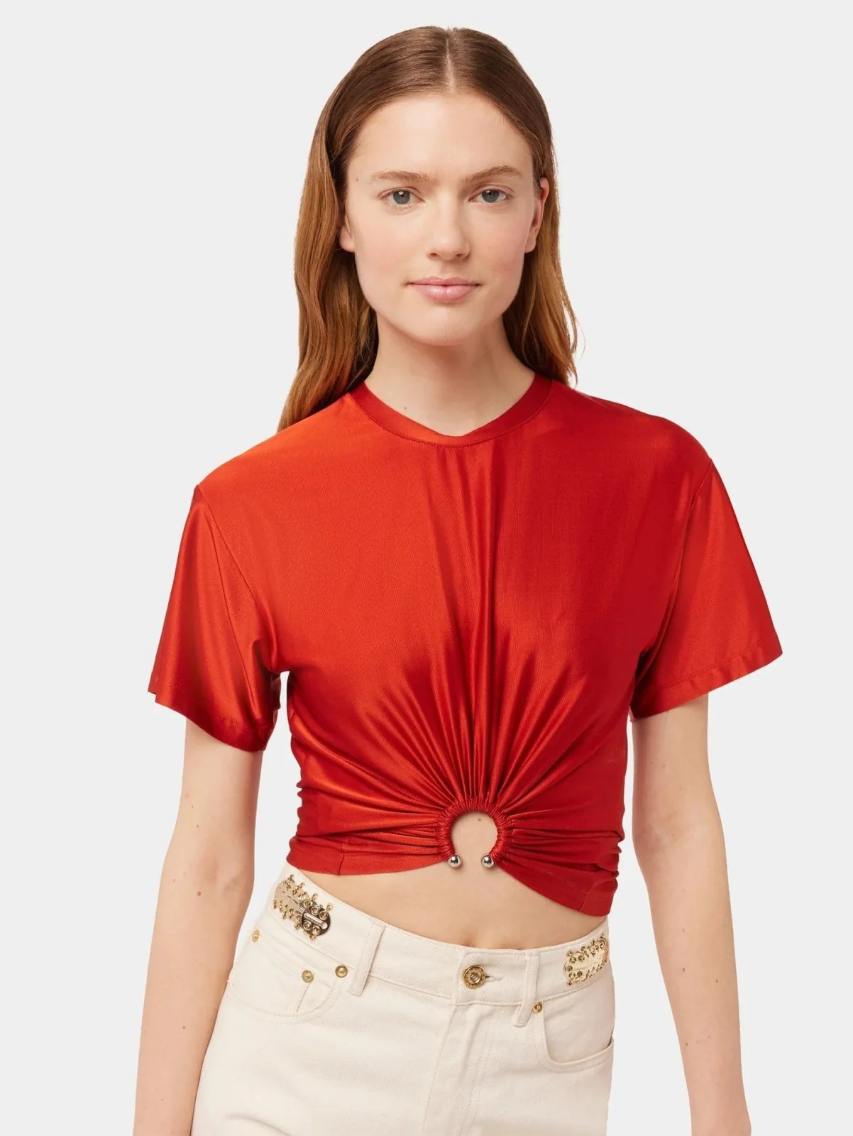 Embellished Ruched Crop Top - Image 2