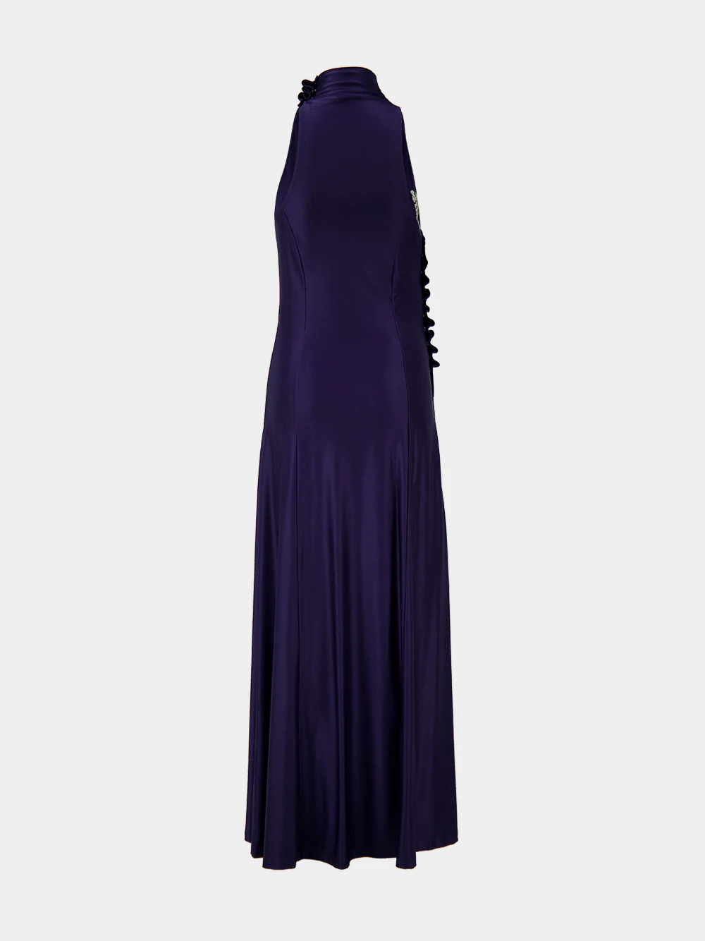 Blue Floral Draped Jersey Maxi Dress - Image 2