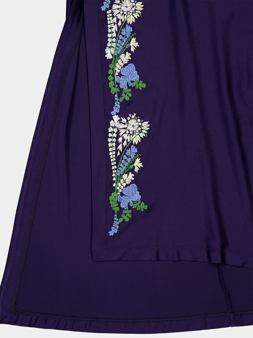 Blue Floral Draped Jersey Maxi Dress - Image 4