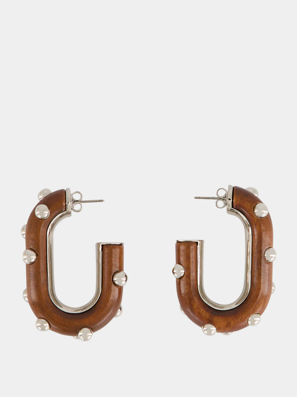 Wood and Silver XL Link Earrings - Image 2