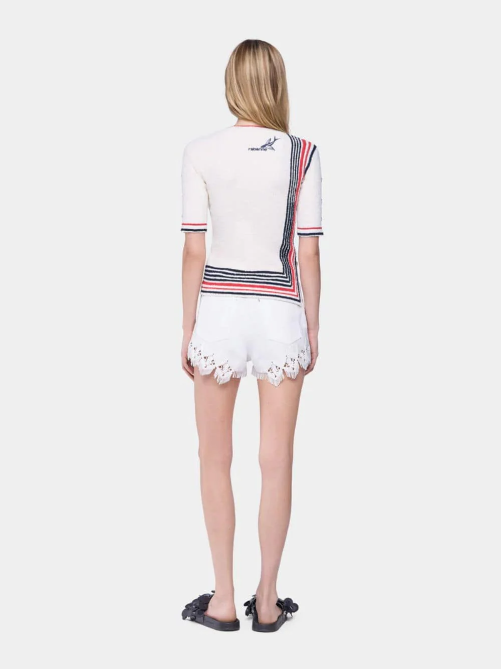 Ecru Terry Jersey Striped Top - Image 4