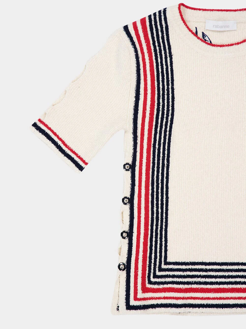 Ecru Terry Jersey Striped Top - Image 6