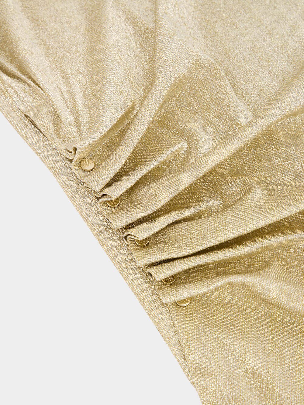 Gold Draped Lurex Asymmetrical Dress - Image 4