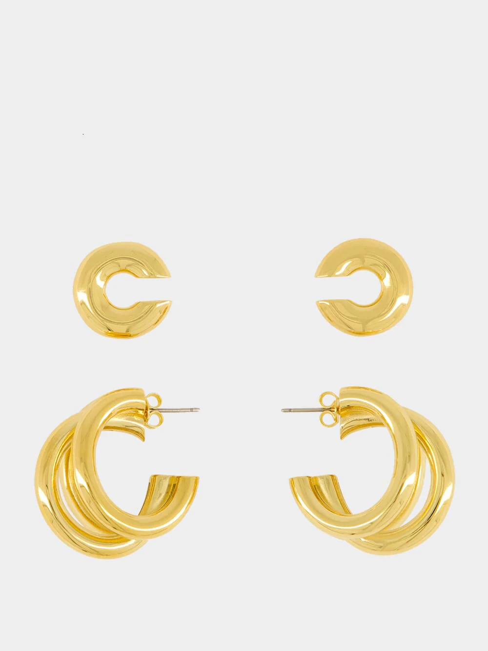 Gold Hoops and Punk Ear Cuffs Set - Image 3