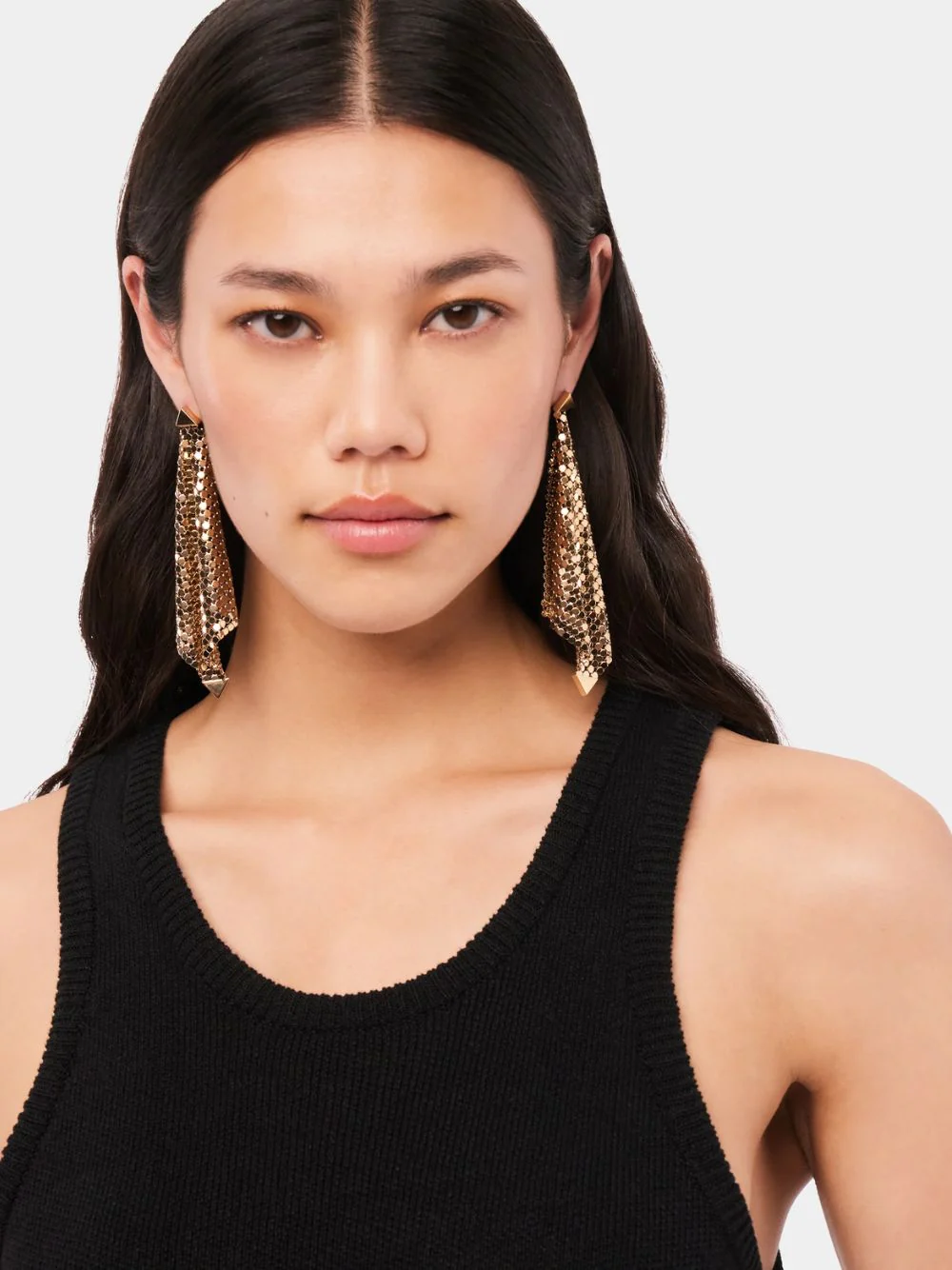 Gold Pixel Mesh Drop Earrings
