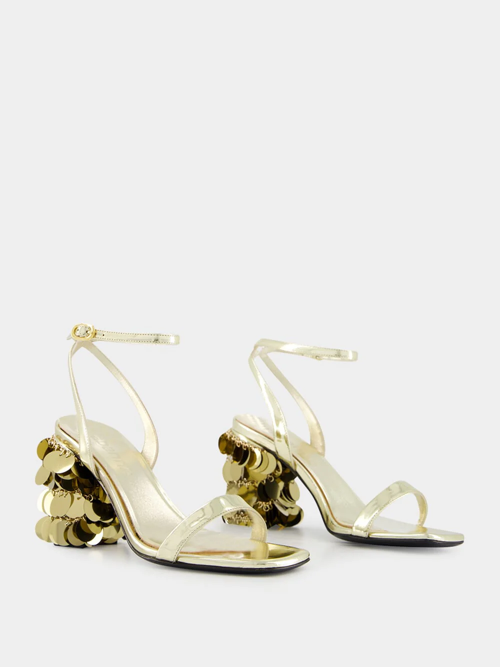 Gold Sandals with Sparkle Discs Heels - Image 3