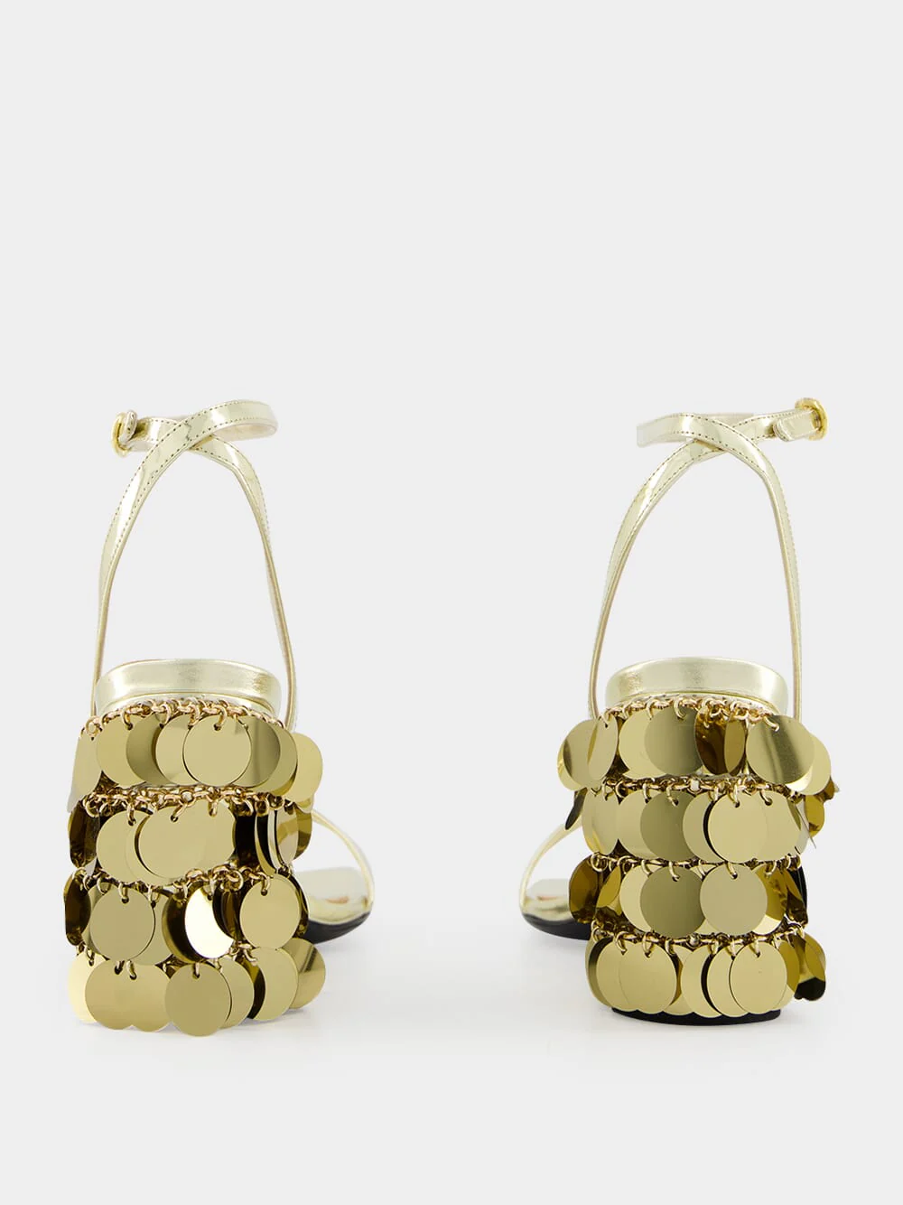 Gold Sandals with Sparkle Discs Heels - Image 5