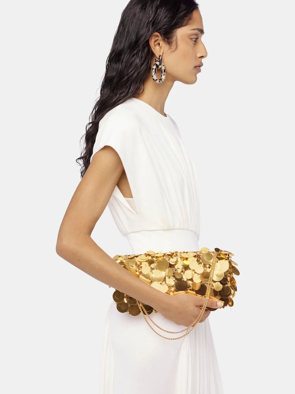 Gold Sparkle Sequin Baguette Bag - Image 2