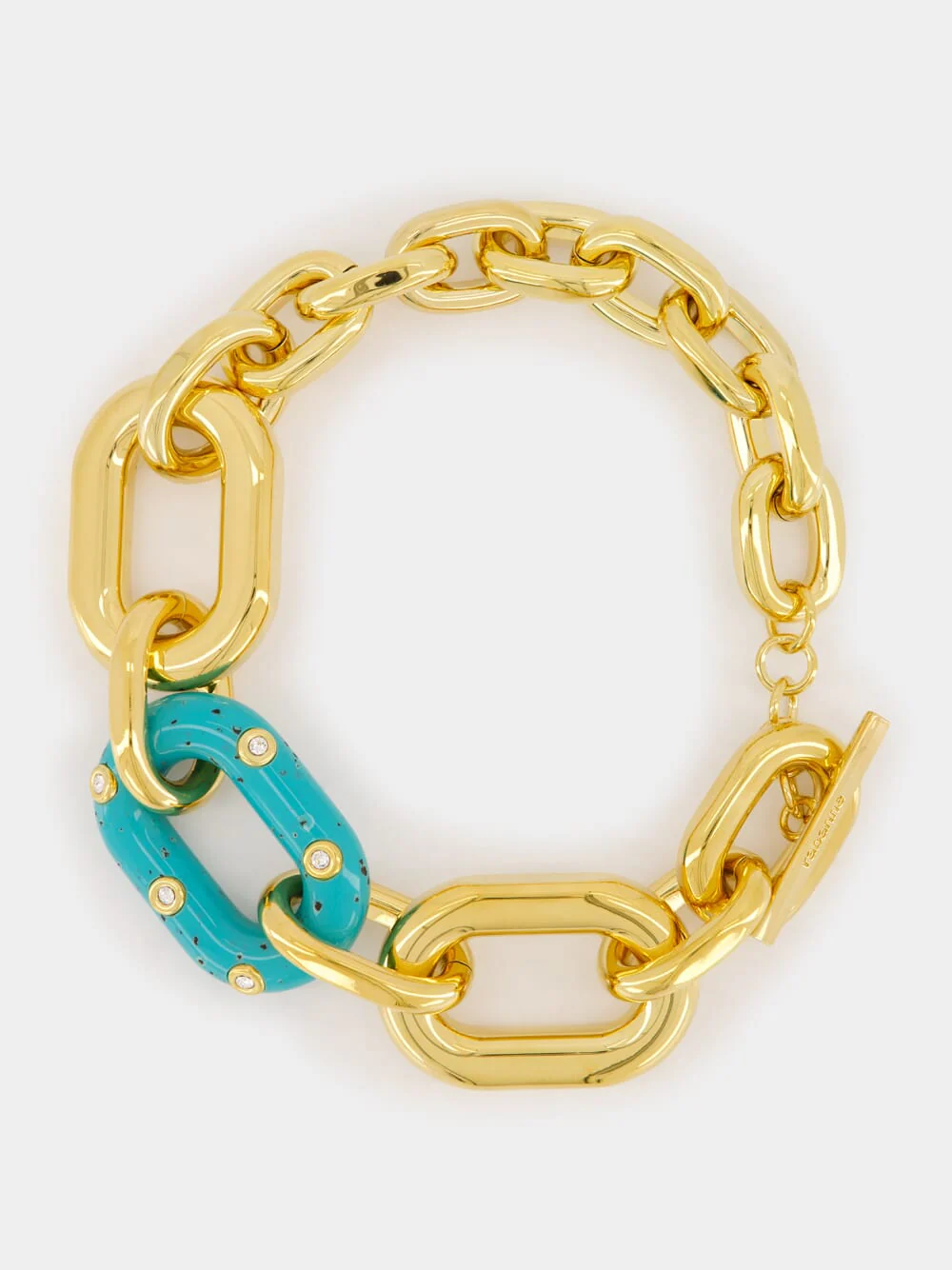 Gold & Turquoise XL Link Palm Spring Necklace