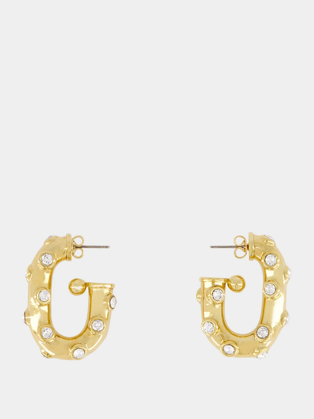 Gold XL Link Earrings with Rhinestones - Image 2