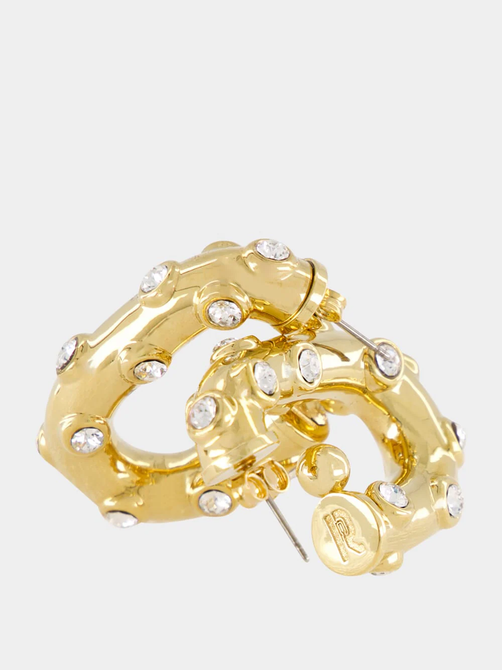 Gold XL Link Earrings with Rhinestones - Image 3