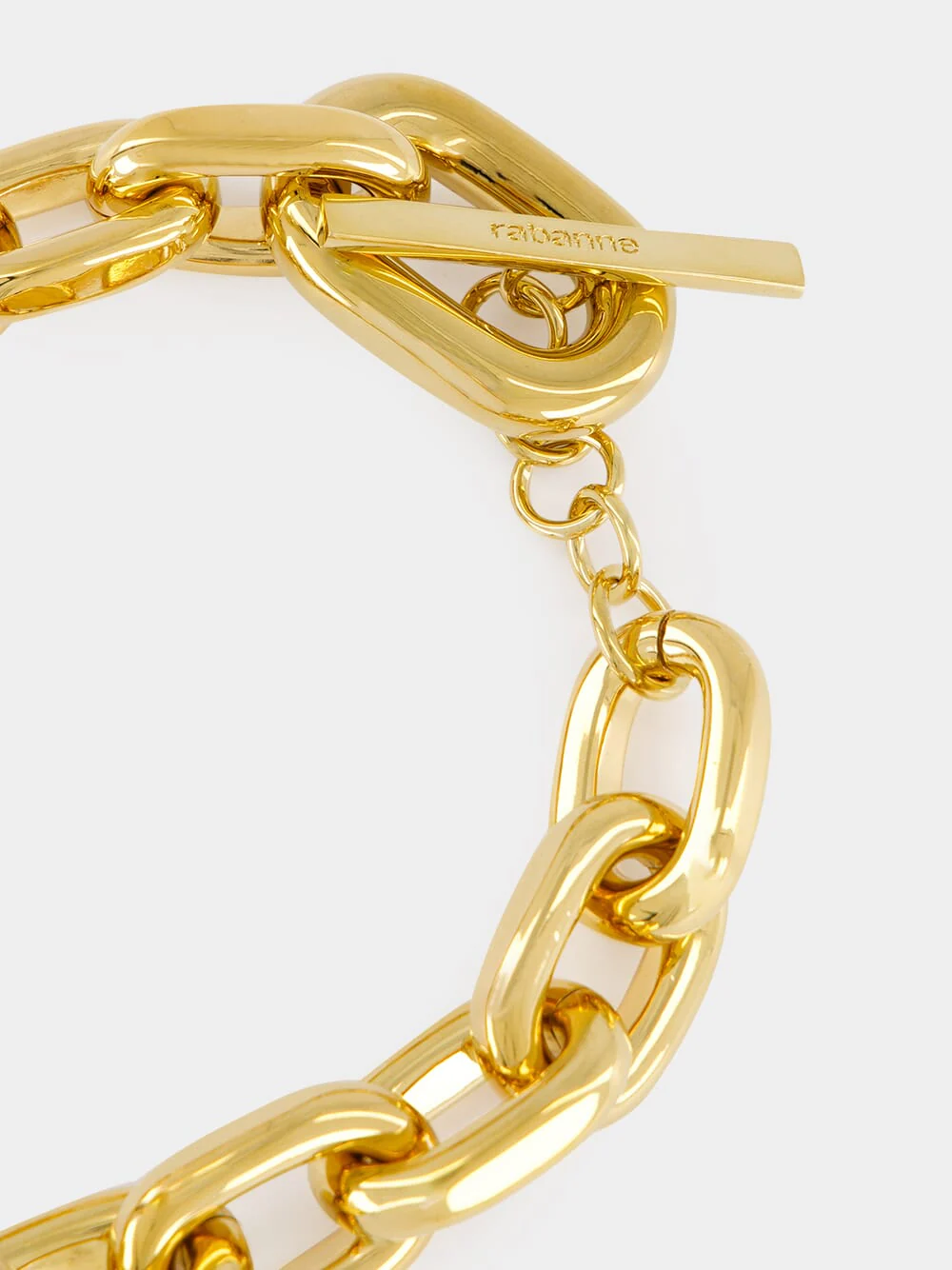 Gold XL Link Necklace with Rhinestones - Image 3