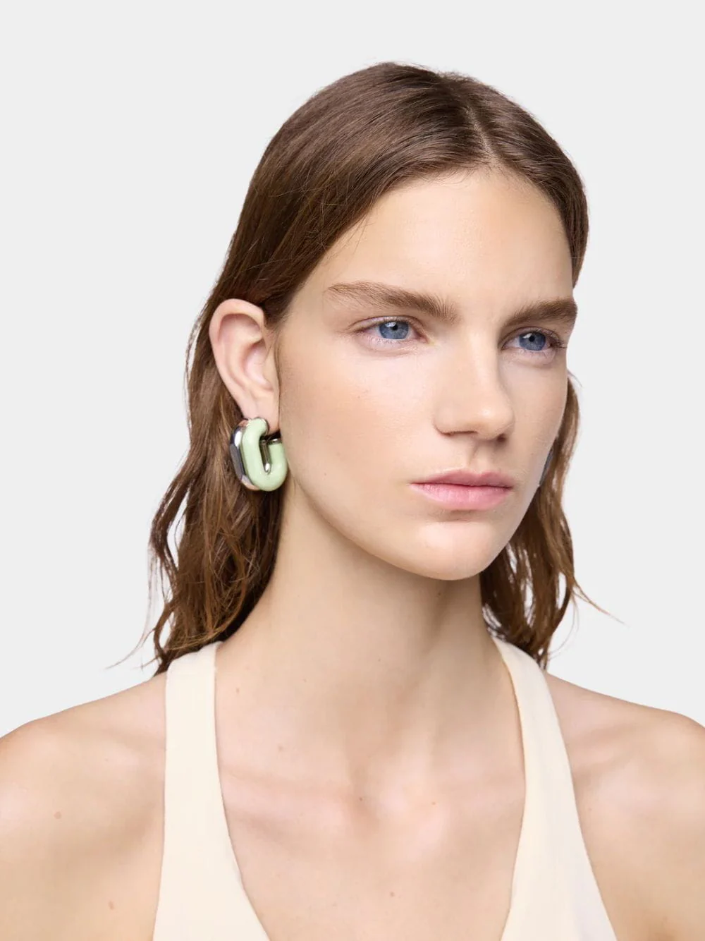 Green XL Link Two-Tone Earrings - Image 2