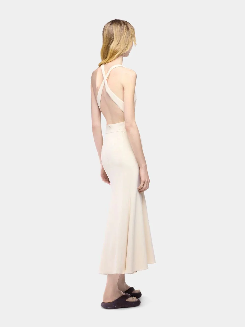 Ivory Cut-Out Midi Dress in Viscose Jersey - Image 3